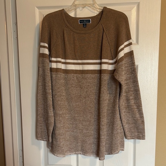 Karen Scott women’s tan crew neck knit sweater size XXL - Picture 1 of 8